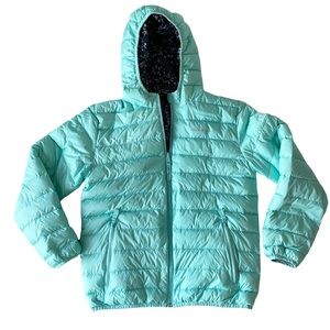 Eddie Bauer reversible hooded down puffer jacket, Size L 14/16 youth